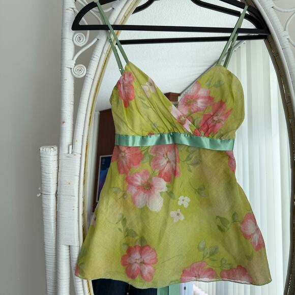 Vintage Y2K Babydoll Top Medium Cami Floral Fairy 100% Cotton Coquette Romantic - Picture 6 of 11